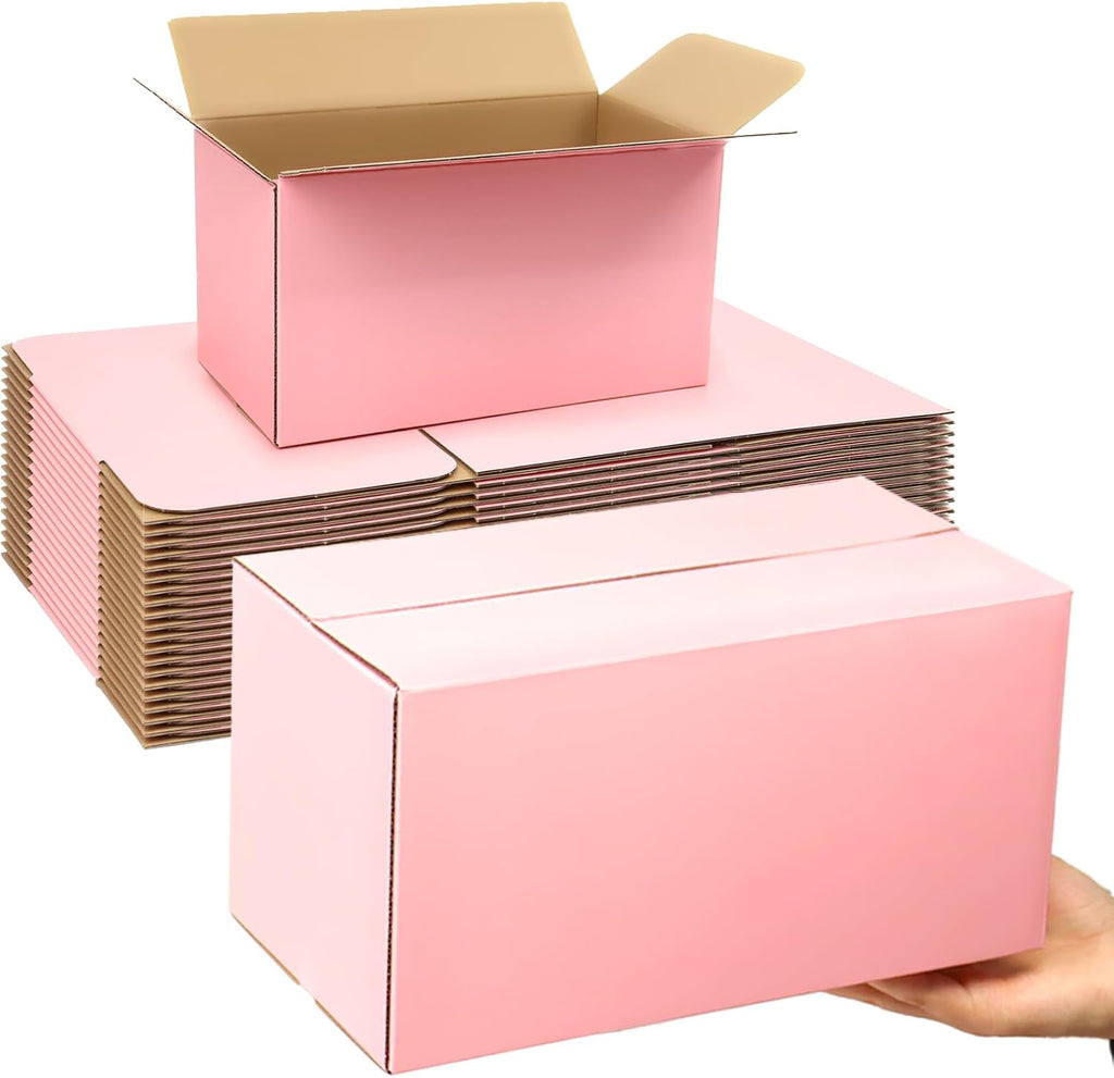 11x6x6 Inches Shipping Boxes Medium, 30 Pack Corrugated Cardboard Boxes, Pink Mailing Boxes for Small Business Packaging