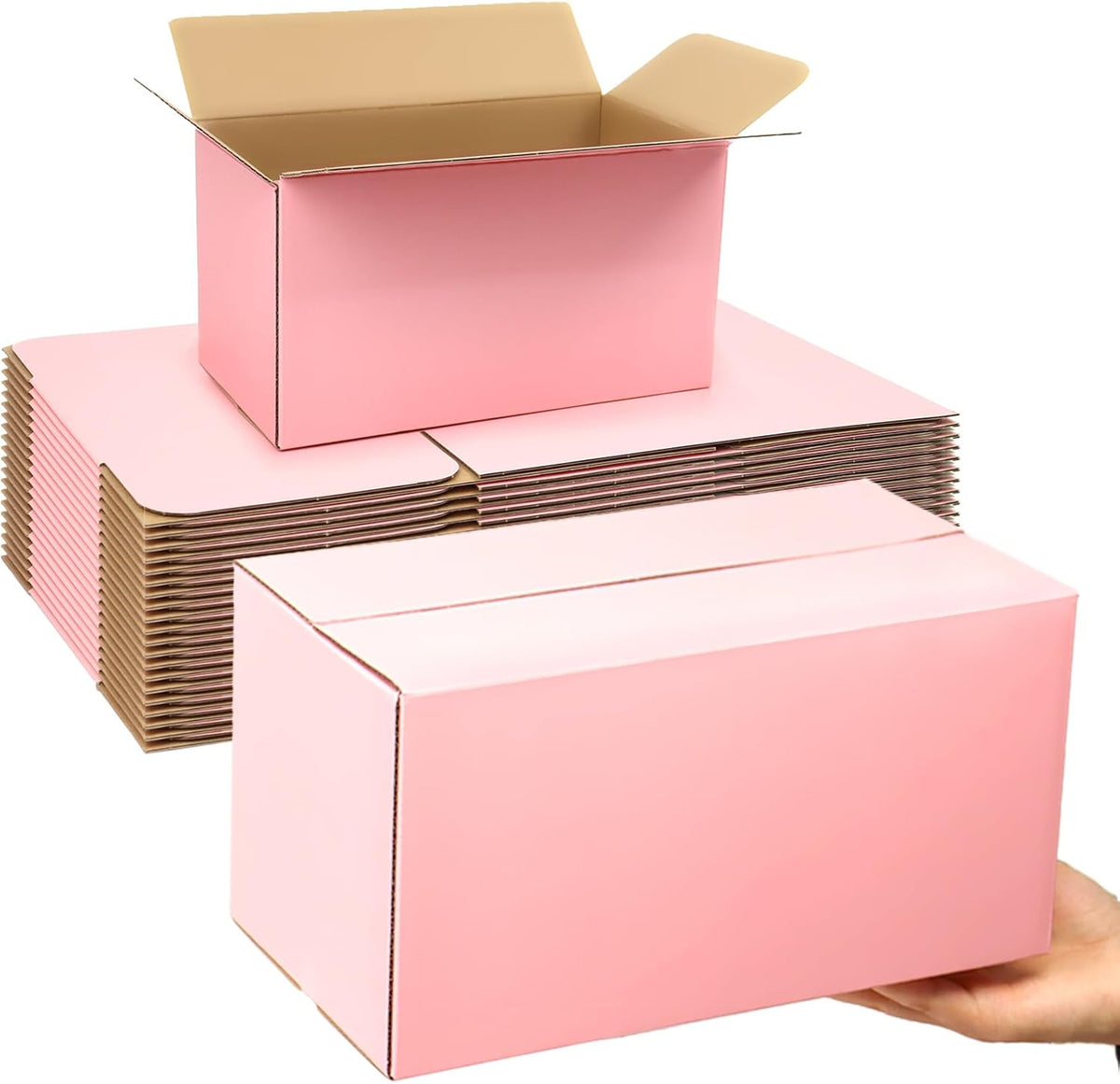 11x6x6 Inches Shipping Boxes Medium, 30 Pack Corrugated Cardboard Boxes, Pink Mailing Boxes for Small Business Packaging