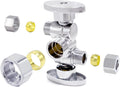 TTFLEX Dual Shut Off Valve 1/2" NOM x 3/8" COMP x 3/8" COMP, Quarter Turn | Double Shut Off Valve Kitchen Sink, Water
