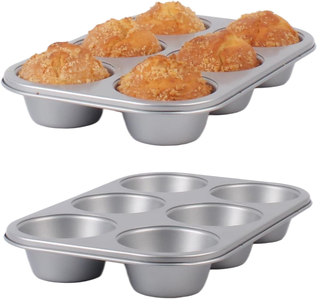 Nonstick Jumbo Muffin Pans, 2 Pack 6 Cup Extra Large Cupcake Tins