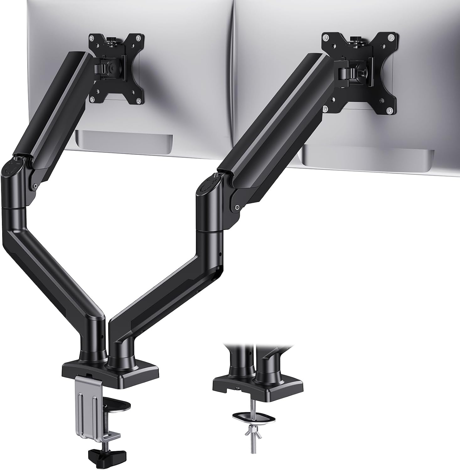 Dual Monitor Mount for 2 Monitors up to 32 inches, Each Arm Holds Max 22lbs, Dual Monitor Stand with Advanced System