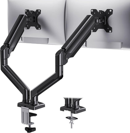 Dual Monitor Mount for 2 Monitors up to 32 inches, Each Arm Holds Max 22lbs, Dual Monitor Stand with Advanced System