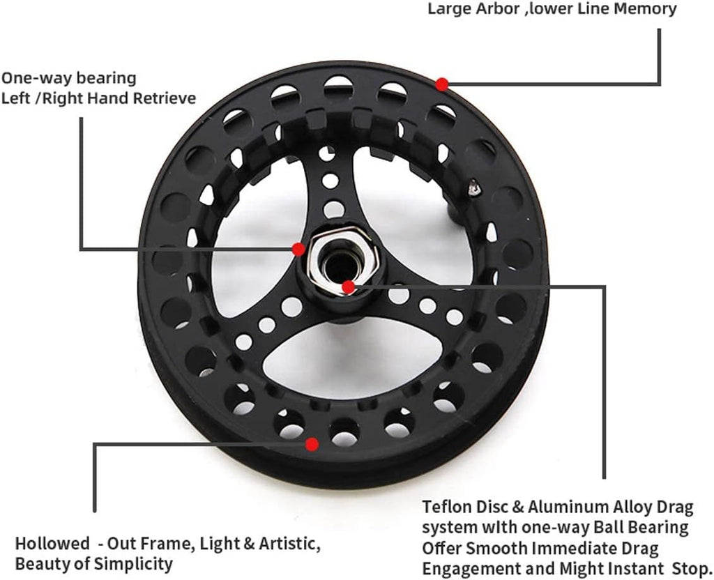 (1/2WT 3/4WT 5/6WT 7/8WT) Fly Reel with Line Combo Aluminum Alloy Large Arbor Fly Fishing Reels Weight Forward Fly