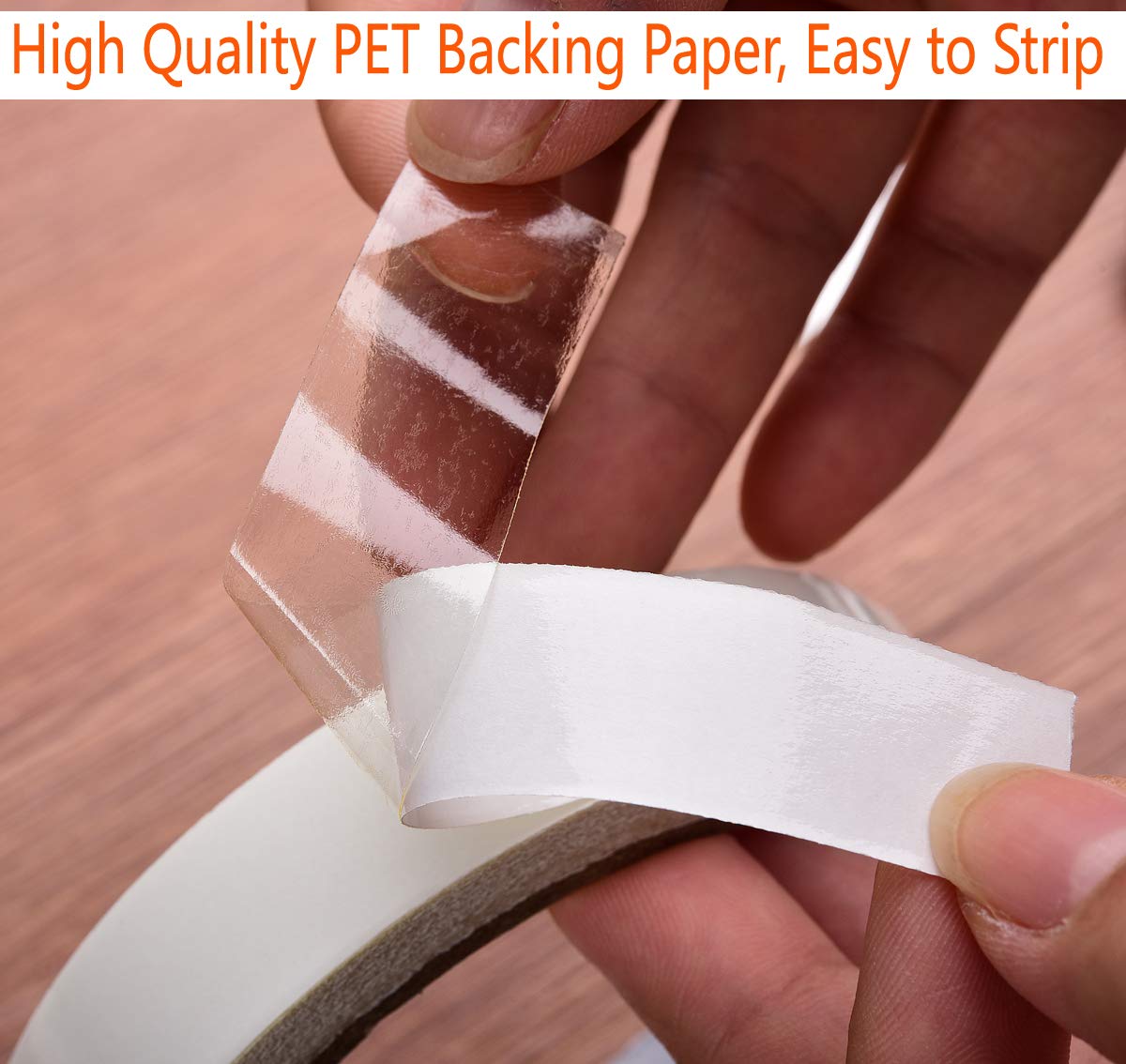 Removable Clear Double Sided Sticky Tape - No Residue, 0.7 Inches x 13 Yards (3 Rolls)