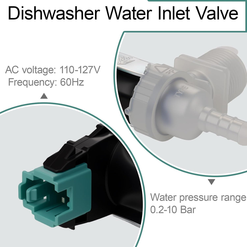 00628334/00637572/ 10023852 Dishwasher Water Inlet Valve Replacement Parts