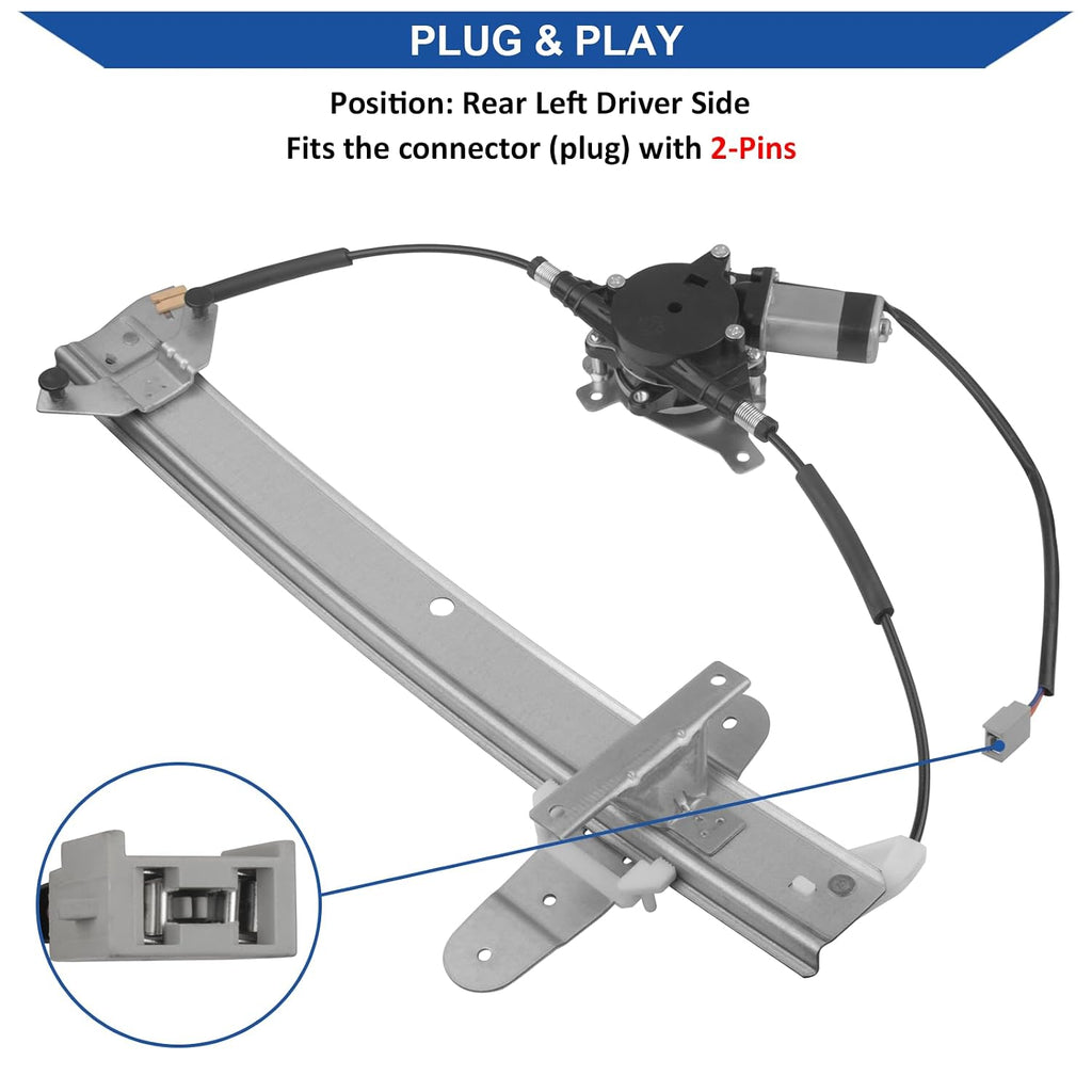 Obaee Window Regulator with Motor Rear Left Driver Side, Replace 741-679
