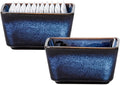 2 Pcs Ceramic Sugar Packet Holder Tea Bag Bowl, 4 Inch-Blue