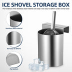 Ice Scoop Holder, Stainless Steel Ice Scoop and Holder Hanging Organizer for Fridge Shelf, Freezer, Pantry