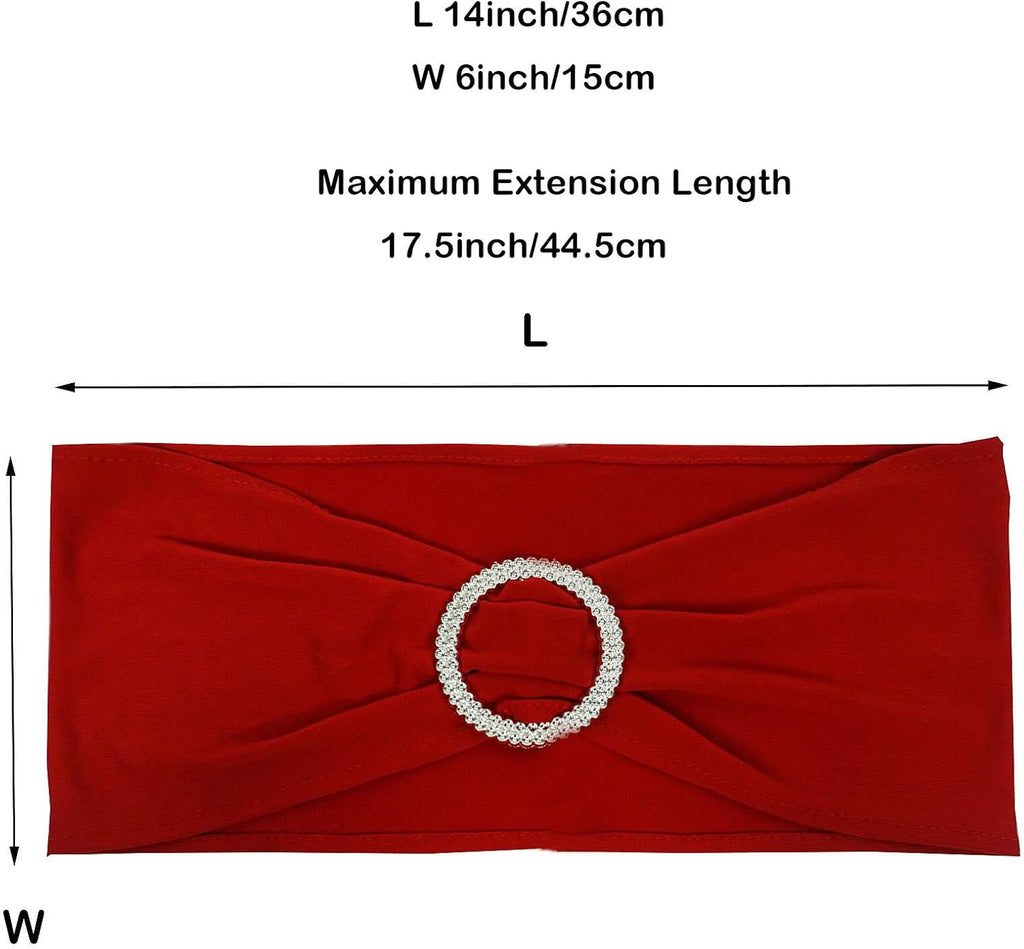 Spandex Chair Sashes Bands, Red, 30PCS