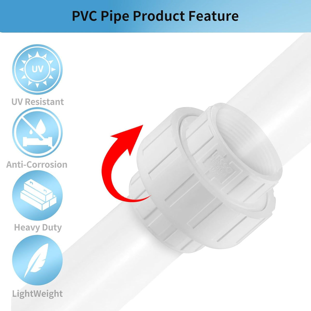 LESSO 4PCS 1/2 inch PVC Female Thread Union, White