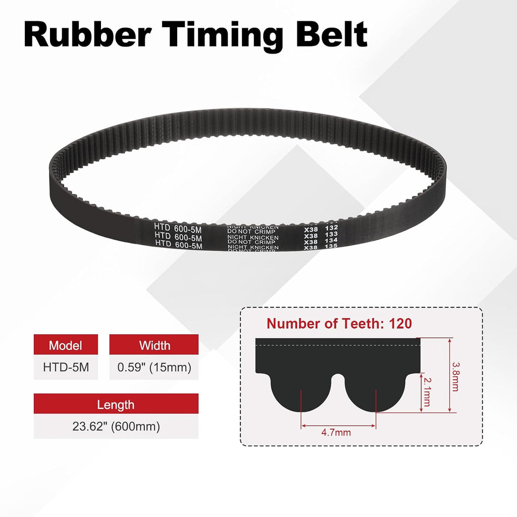 HTD 5M Timing Belts, 600mm Pitch Length x 15mm Width x 3.8mm Height