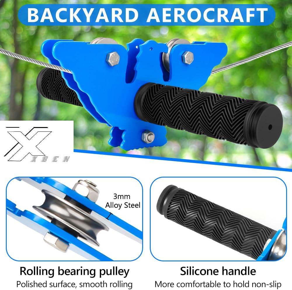 Zip line Kits for Backyard 75FT, Ziplines for Kids and Adults | Included Swing Seat, Ziplines Brake, and Steel