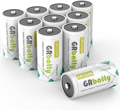 10 x CR123A 3V Lithium Battery, 1700mAh, High Capacity, 8-Year | Non-rechargeable