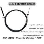 For Mercury GEN I Throttle Shift Cables 10FT Remote Control Outboard Engine