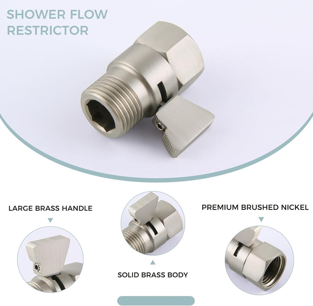 Aomasi Water Flow Control Valve with On Off Switch, Brushed Nickel