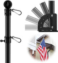 Flag Pole for House Outside with 5 Position Mounting Bracket, 5ft Stainless Steel Black Flagpole Kit for Commercial