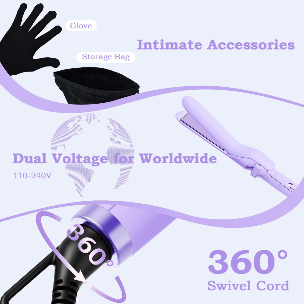 5 in 1 Curling Wand Set with Flat Iron, 0.35"-1.25" Ceramic Barrels