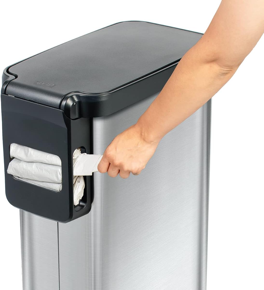 Slim Trash Can with Clorox Odor Protection - Narrow Kitchen Garbage Bin with Soft Close Lid, Step On Foot Pedal and