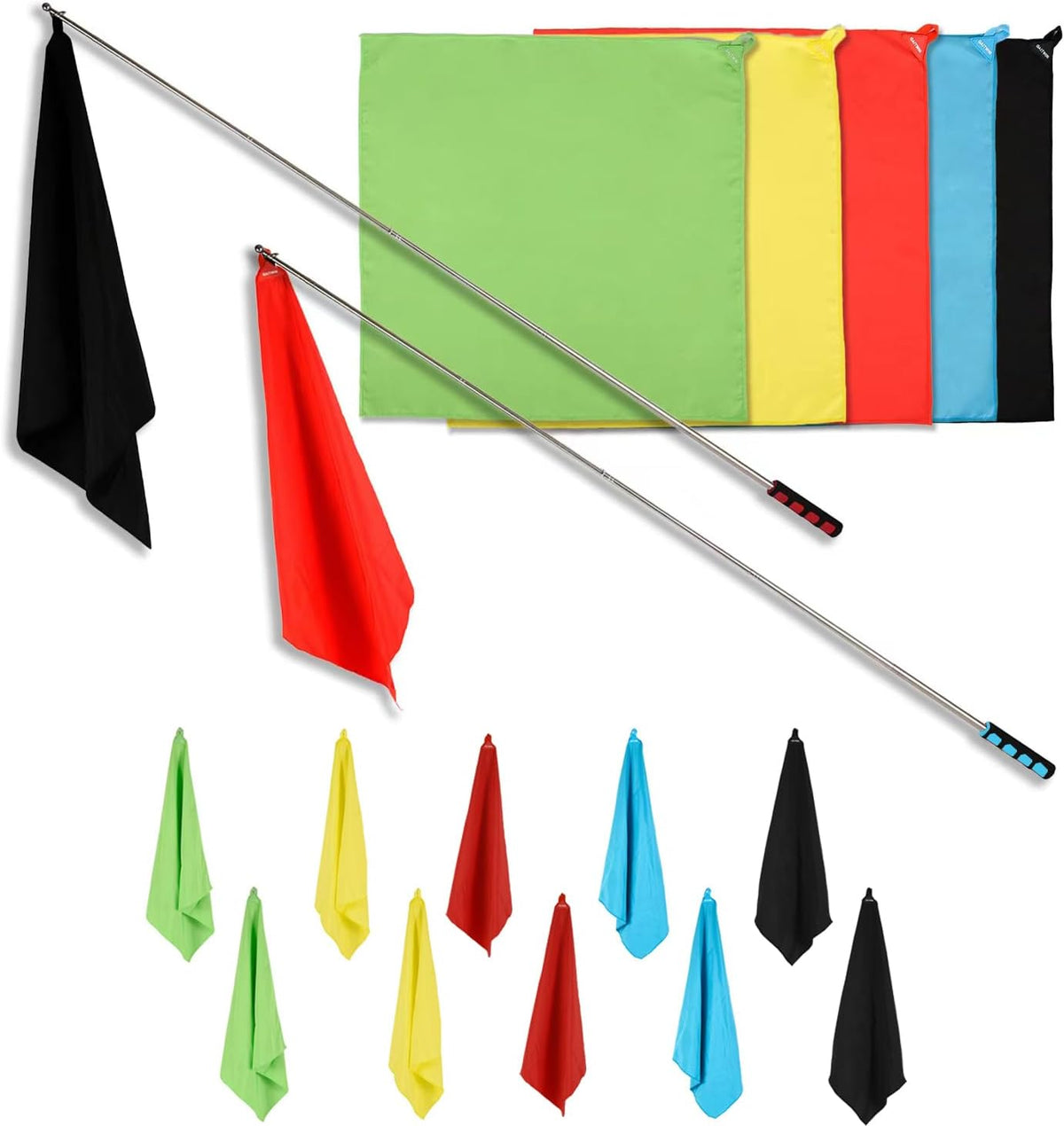 Horse Training Flag Equipment 10 Pcs with 2 Pcs Telescopic Flag Pole Lunge Longeing Stick for Horsemanship Supplies
