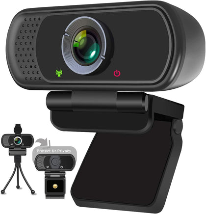 HD 1080p Webcam with Microphone,USB Web Camera for Computer Laptop PC | Webcam for PC with Cover/Tripod,110°FOV Wide