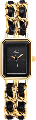 Elegant Womens Square Bracelet Watch, Chain Braid Band Quartz Watch | Retro Dress Design, Lightweight Fit, Adjustable