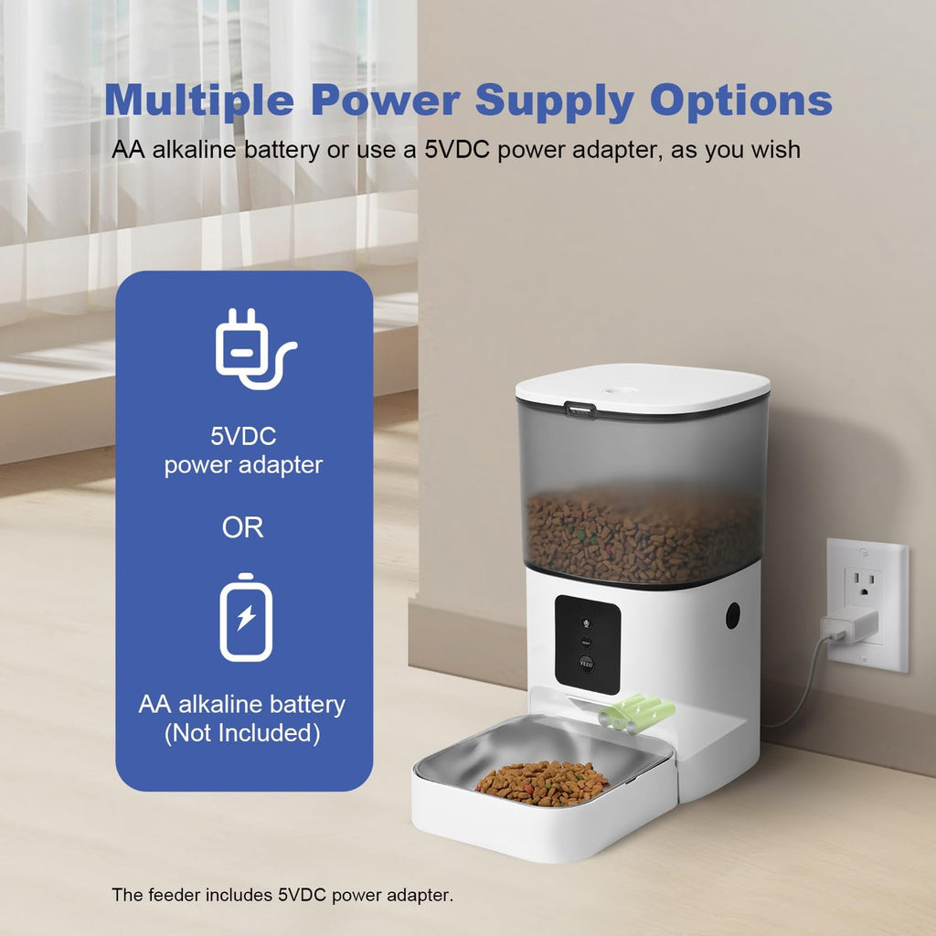 Automatic Cat Feeder, 4L WiFi Food Dispenser with 10s Voice Recorder, Pet Feeder up to 10 Meals per Day, Timed Cat