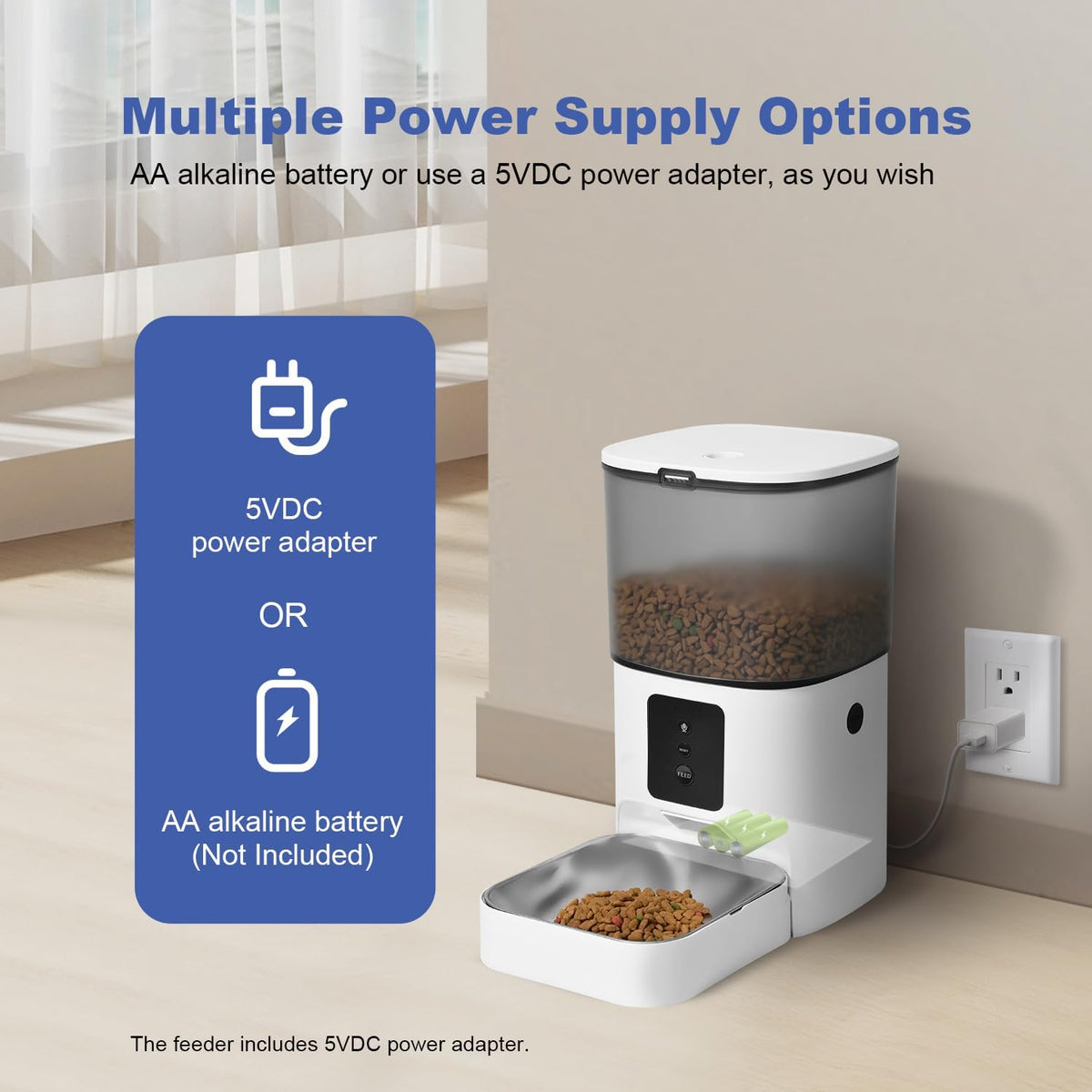 Automatic Cat Feeder, 4L WiFi Food Dispenser with 10s Voice Recorder, Pet Feeder up to 10 Meals per Day, Timed Cat