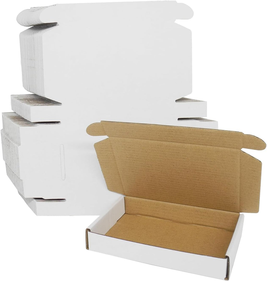 6x4x1 Boxes for Shpping Mailing, 25 Pack Small White Mailer Box Flat Corrugated Cardboard Packaging Gift Boxes Bulk