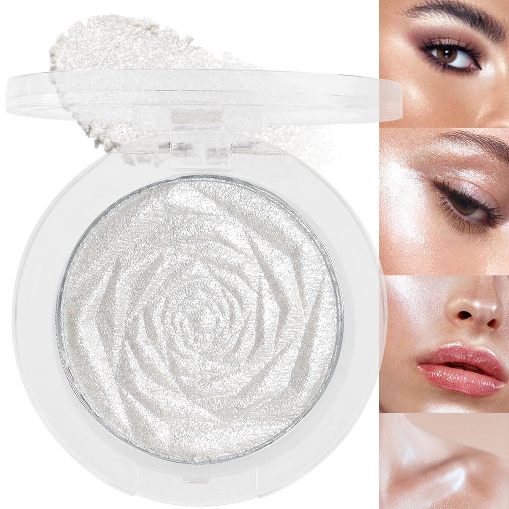 Pearl White Silver Face Highlighter Makeup, White Shimmer Glitter Diamond Sparkly Highlighters Makeup Eyeshadow