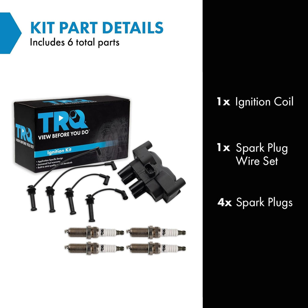 Ignition Coil & Spark Plug Kit Iridium 6 Piece Compatible with 2011-2013 Ford Fiesta