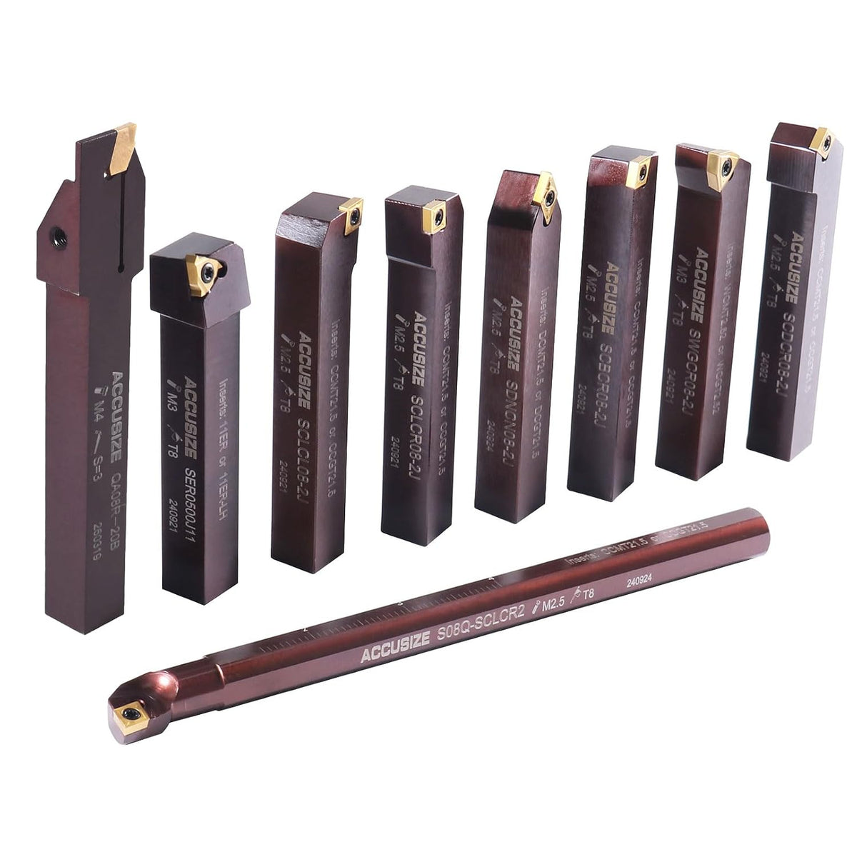 Accusize 1/2 in Shank Indexable Carbide Turning Tool Set, 2988-0012