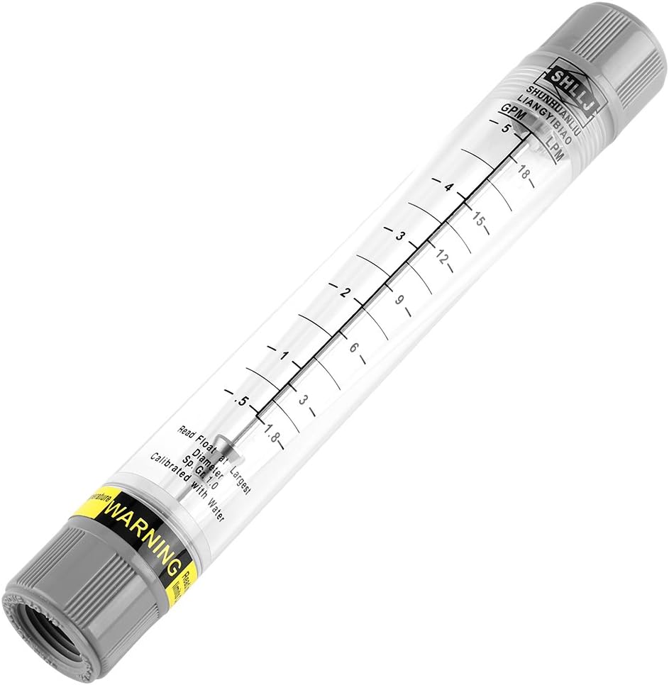 Flow Meter, 0.5-5 GPM 1.8-18 LPM Tube Type Flow Meter for Gas Liquid Pipeline Flowmeter for Water Industrial Field