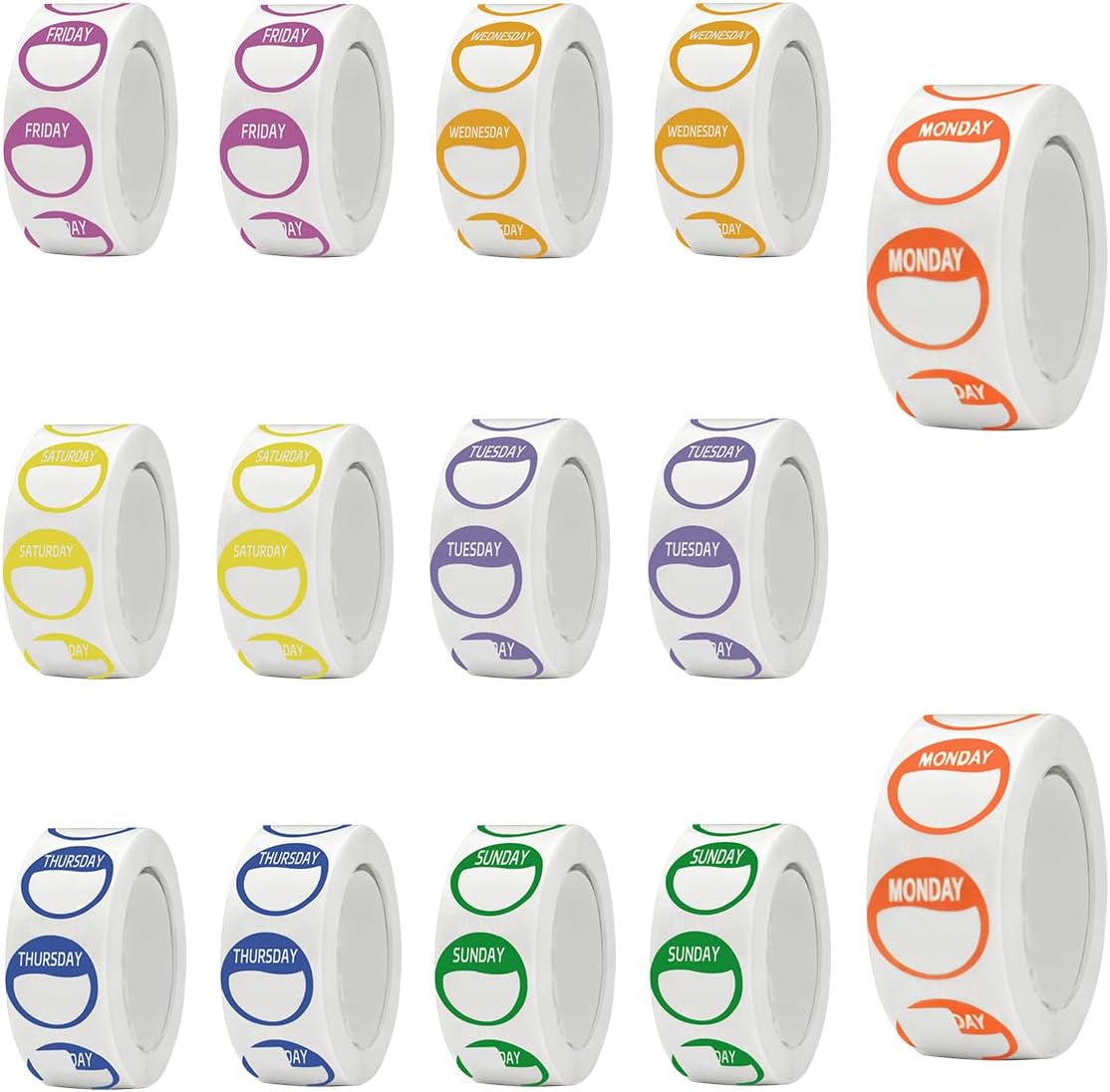 Day Dots Food Labels,14 Rolls, 7000 Pieces (7000)
