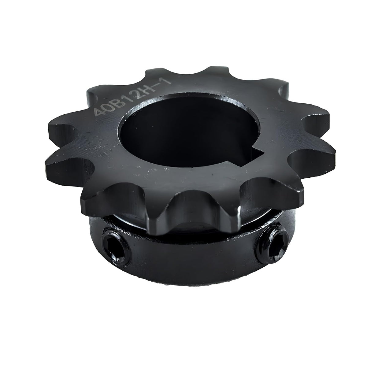 Jeremywell #40 Roller Chain Sprocket, 12 Tooth B-Hub, 1" Bore, Hardened Steel