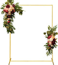 Metal Wedding Arch Backdrop Stand 6.6x5 FT Gold Square Balloon Arch Frame for Wedding, Birthday Party, Baby Shower