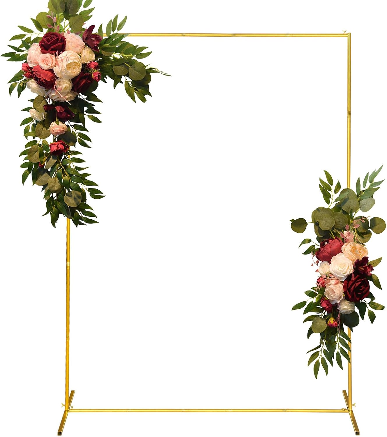 Metal Wedding Arch Backdrop Stand 6.6x5 FT Gold Square Balloon Arch Frame for Wedding, Birthday Party, Baby Shower