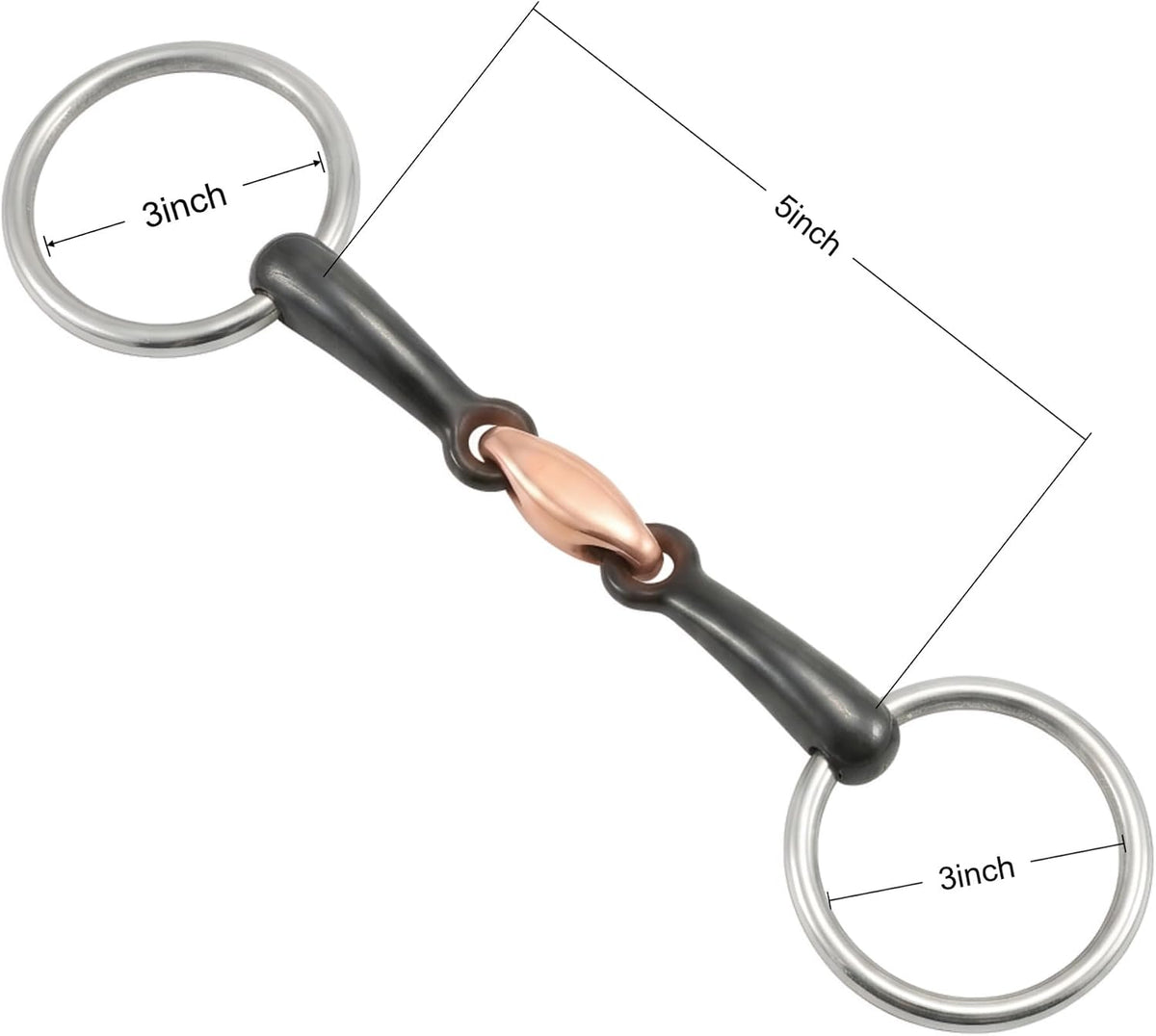 5'' Horse Snaffle Bit, Stainless Steel Bit with Copper Mouth, Western Equestrian Training Bit