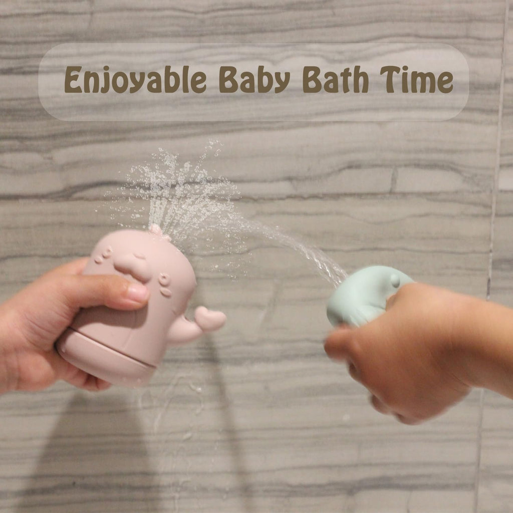 Silicone Baby Bath Toys Set for Toddlers 6 Months+ (Marine) | Non-Toxic Mold Free Soft Infant Squirty Bathtub Toys