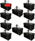 10 - Pack Heavy Duty Large Moving Bag with Strong Zipper and Comfortable Handles Durable & Sturdy Large Storage Bags