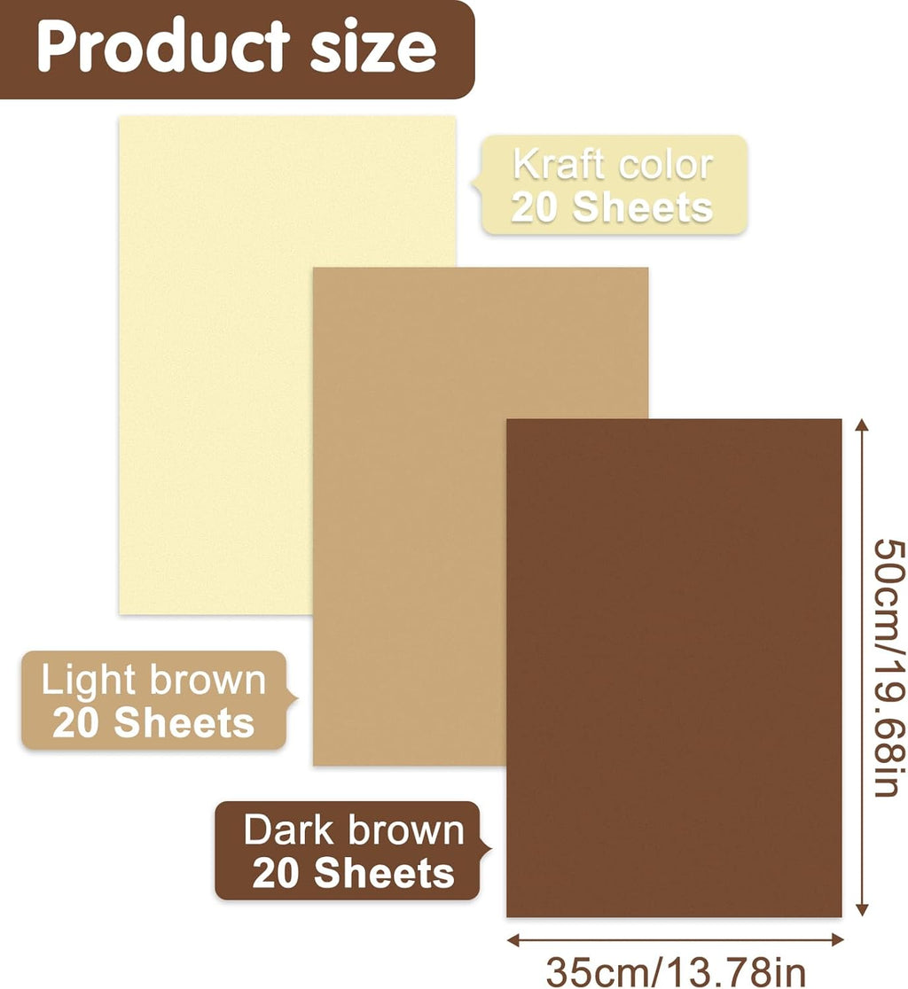 60 Sheets Assorted Brown Tissue Paper Set Gift Wrapping Paper