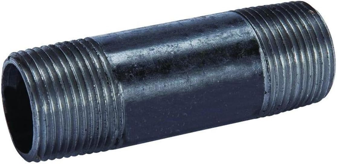 1 X 6 Black Nipple, Steel Pipe Pre-Cuts, Iron, Plumbing, NPT Threaded, Industrial
