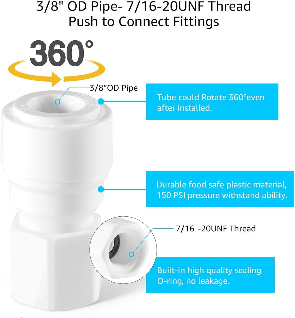 Ball Lock Quick Disconnect – Push to Connect Beer Line Fittings Set | O.D 3/8" Tube-7/16-20UNF Thread, Quick