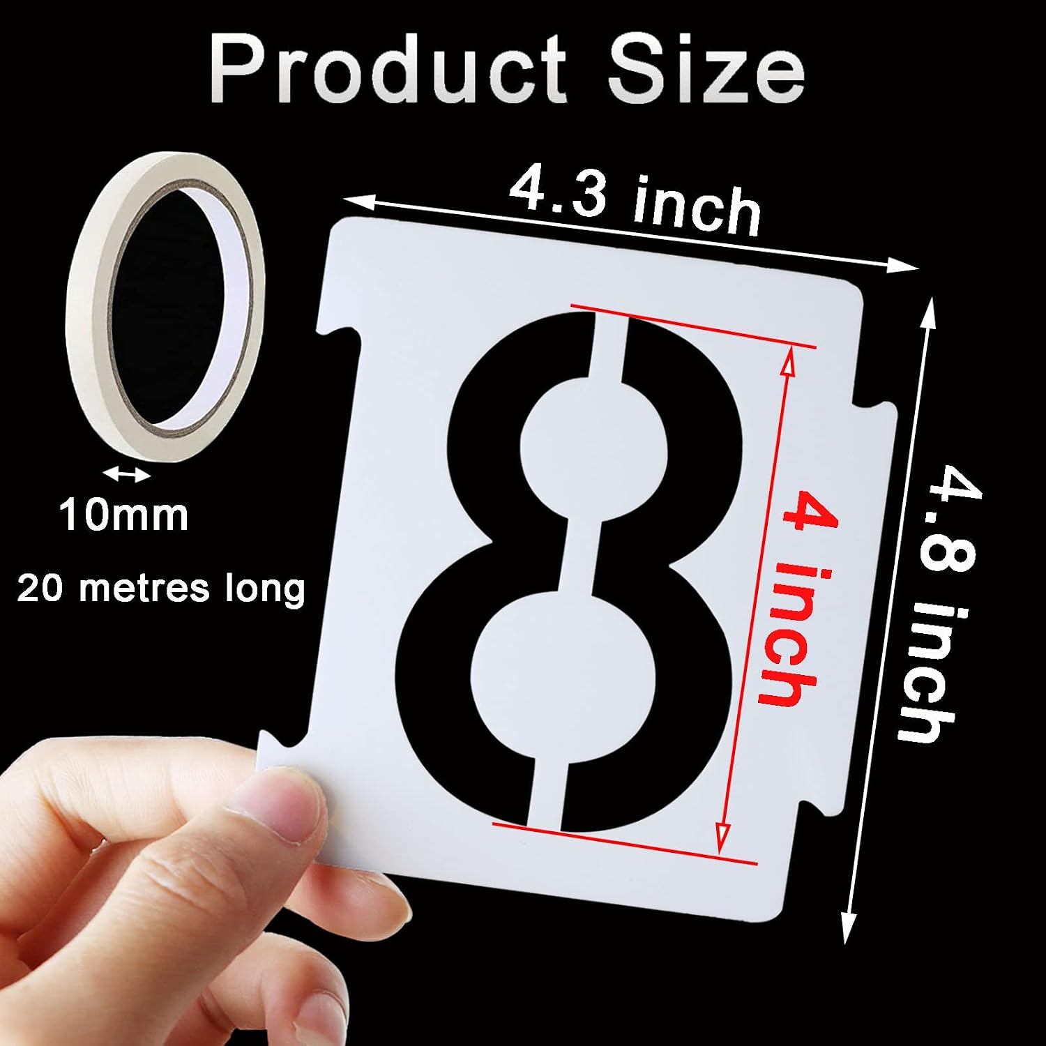 4 Inch Curb Stencil Kit 0-9 Address Number Stencil, 20Pcs Reusable 14 Mil Mylar Plastic Numbers Stencils with Masking
