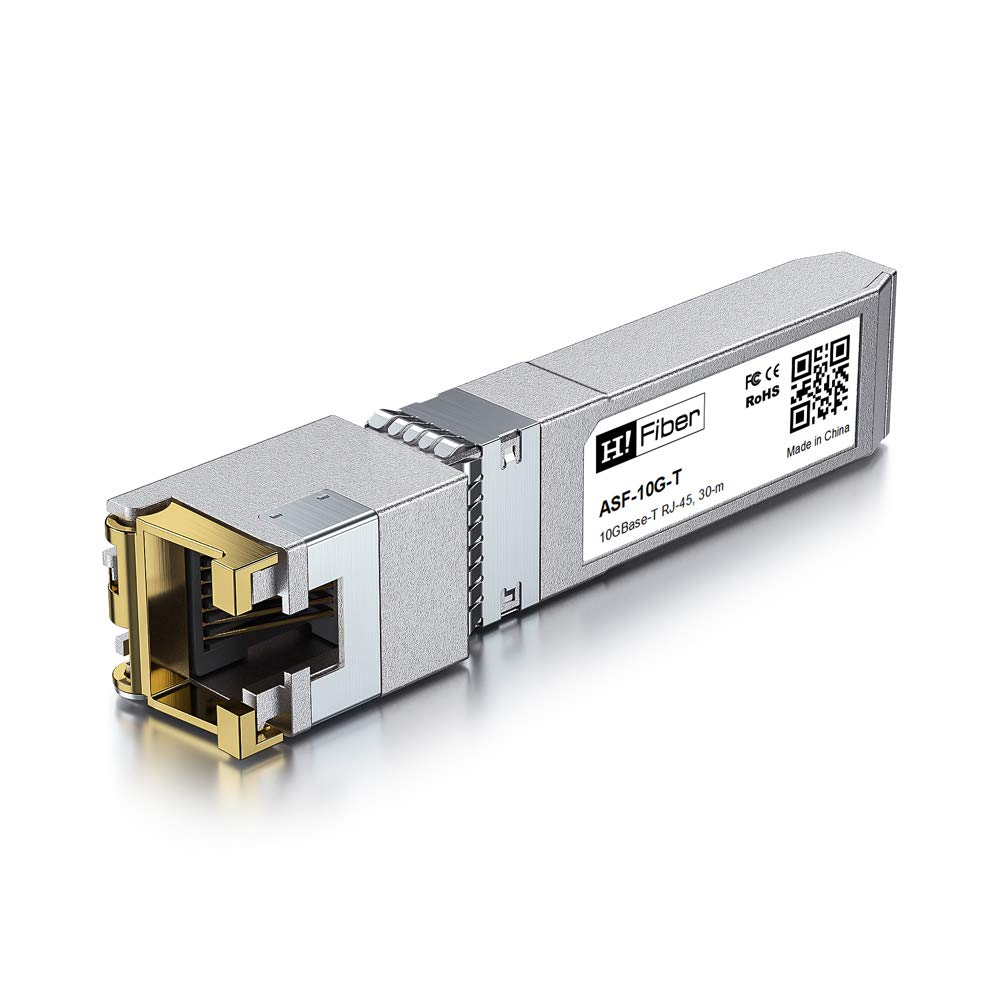 H!Fiber 10Gb SFP+ RJ45 Module, 10Gbase-T Ethernet SFP+ Copper Transceiver Support 10G/5G/2.5G/1.25G, Compatible with Cisco SFP-10G-T-S,Ubiquiti UF-RJ45-10G, UniFi, TP-Link, Meraki, MikroTik, 30m