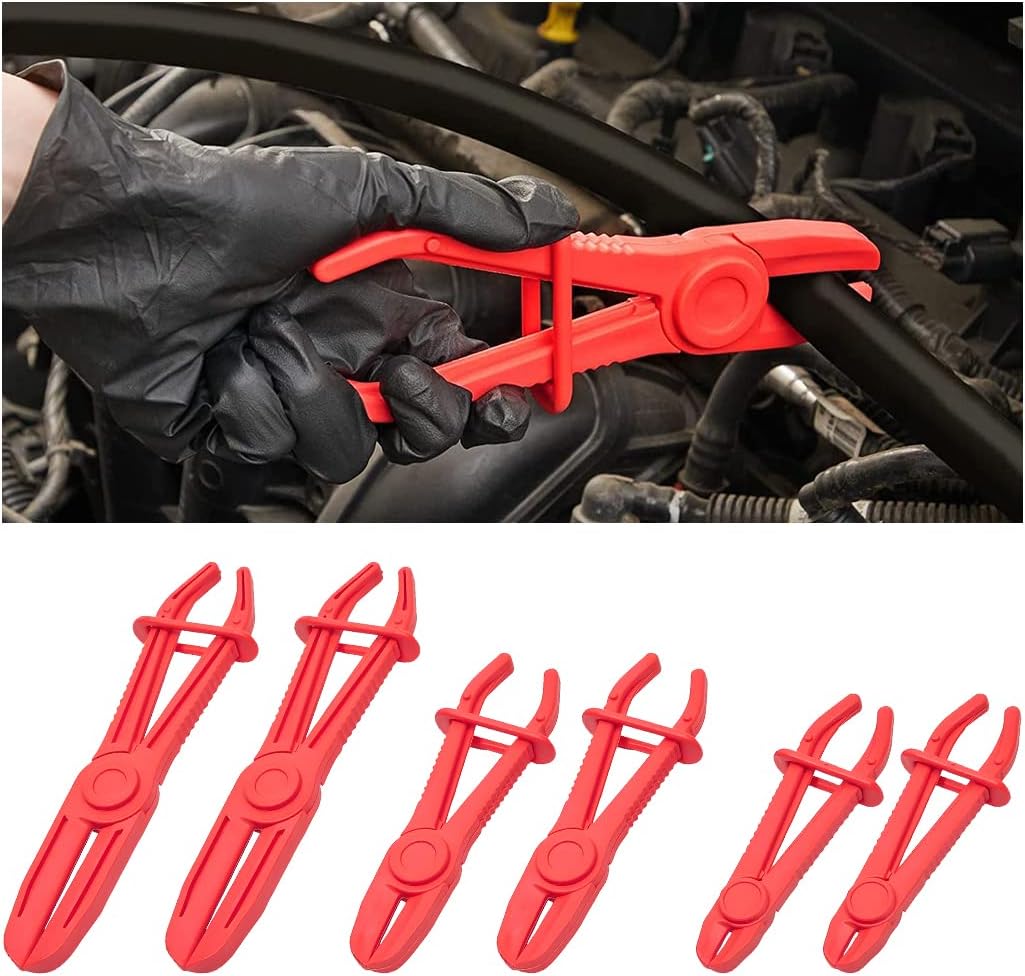 Hose Clamp Pliers, 6 Pack 3 Size Line Pinch Clamps Set, Plastic Hose Pinching Off Pliers for Automotive Radiator