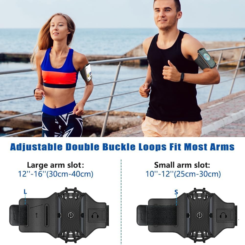 Running Armband 360°Rotatable for iPhone 17/16/15/14/13/Pro Max/Pro/Mini/12/11/SE/Xs/XR/X/8/7/Plus, Fits All 4-6.7