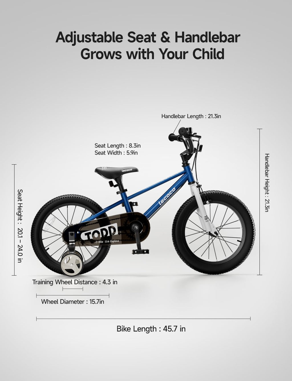 16 inch Kids Bike for Boys Girls with Training Wheels | Children's Bicycle with Training Wheels Pedal Brakes
