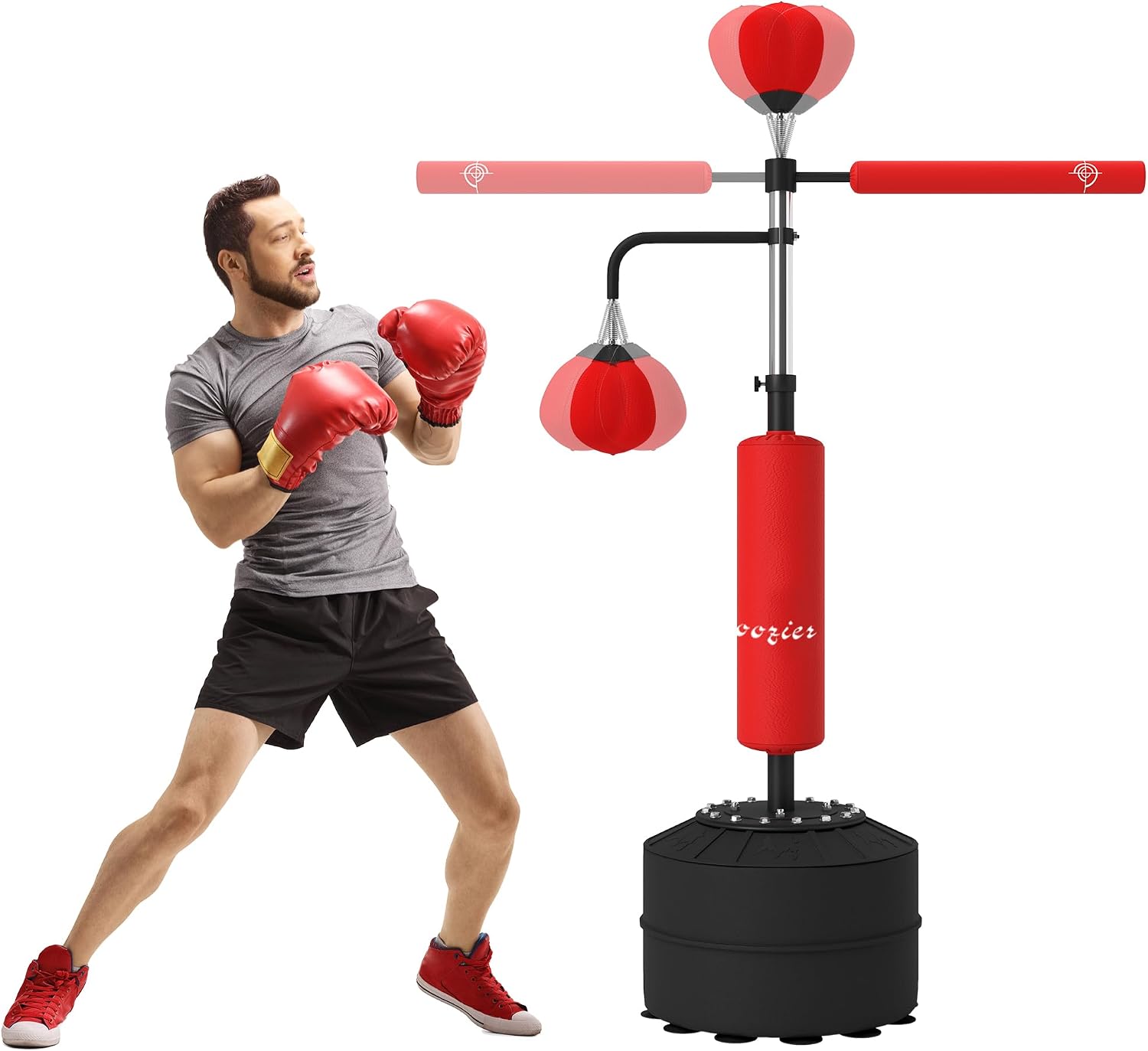 4-in-1 Punching Bag for Adults, Freestanding Boxing Bag with 2 Speed Bag, Boxing Training Equipment with 360° Relax