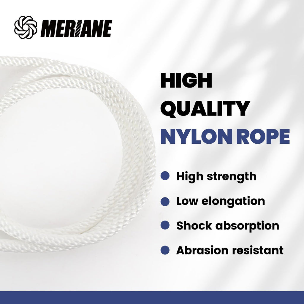 White Nylon Rope 500 Ft 1/4 Inch, Multipurpose Tightly Braided Rope