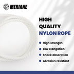White Nylon Rope 500 Ft 1/4 Inch, Multipurpose Tightly Braided Rope